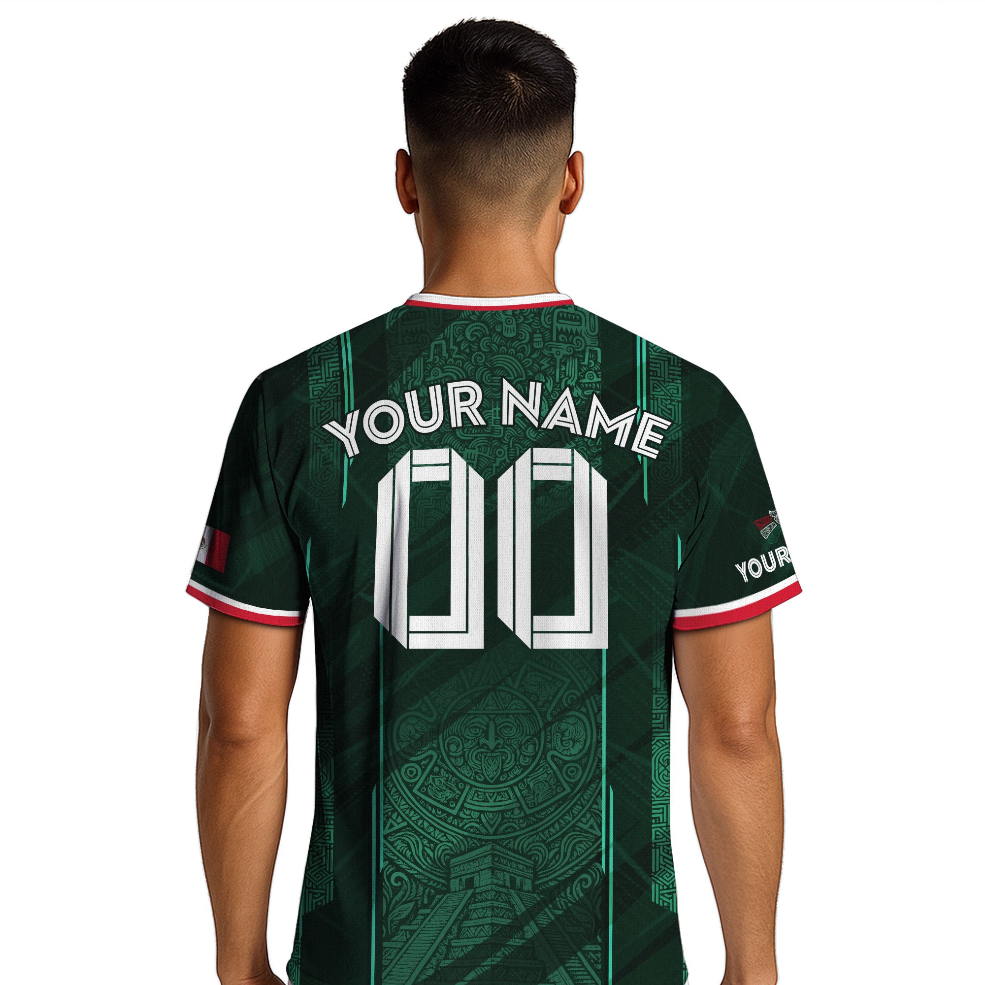 Custom Mexico Green Aztec Pyramid Soccer Jersey