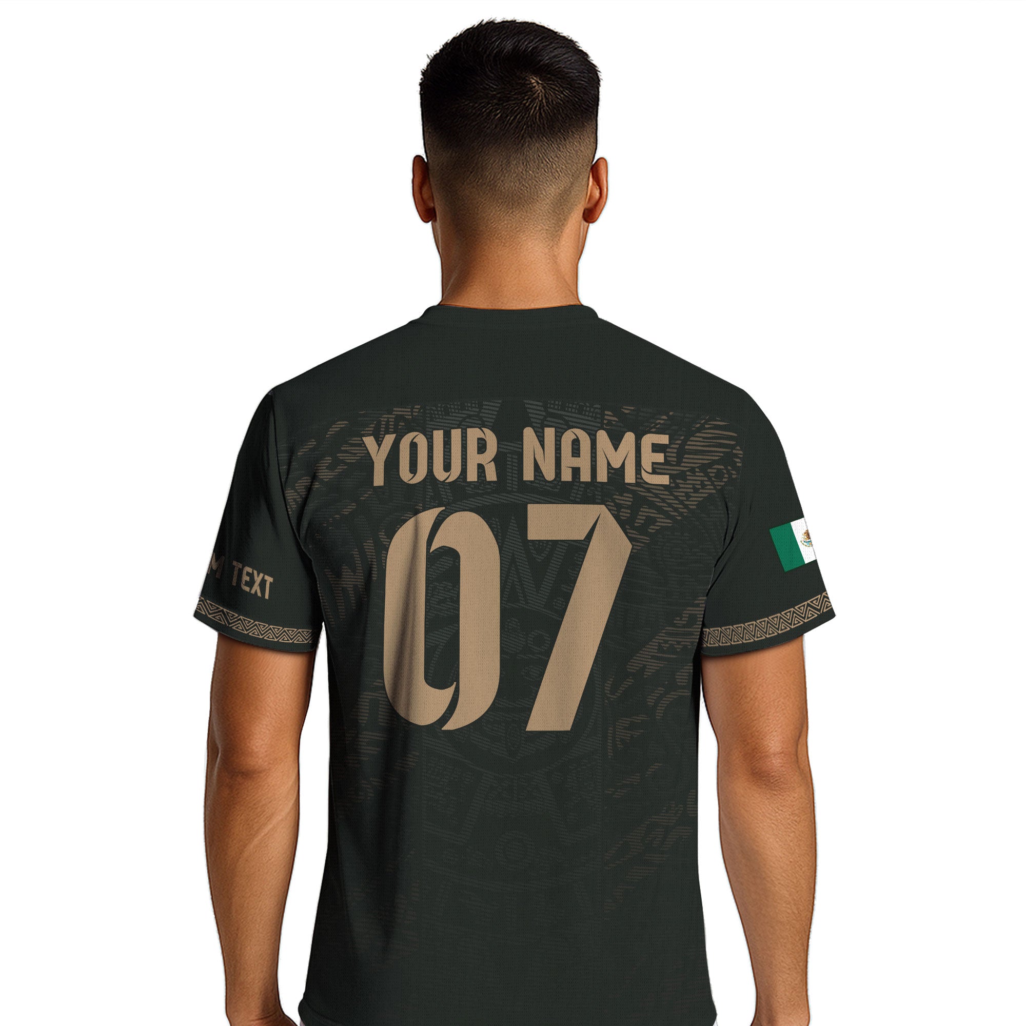 Custom Mexico Soccer Jersey Black Gold Eagle Design