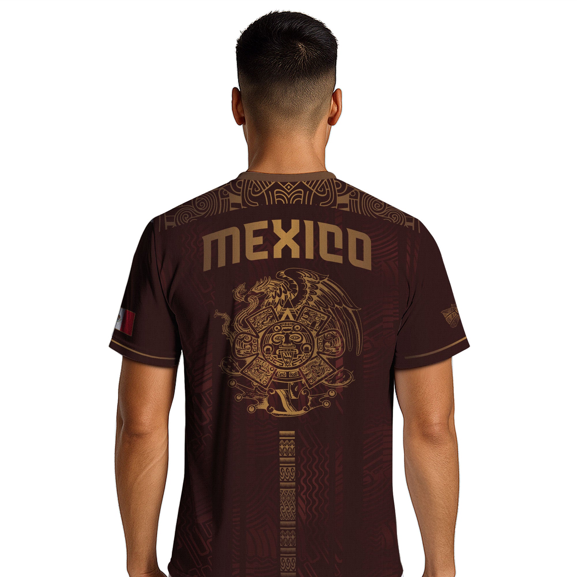Mexico Soccer Jersey Burgundy Gold Aztec Eagle Heritage Design