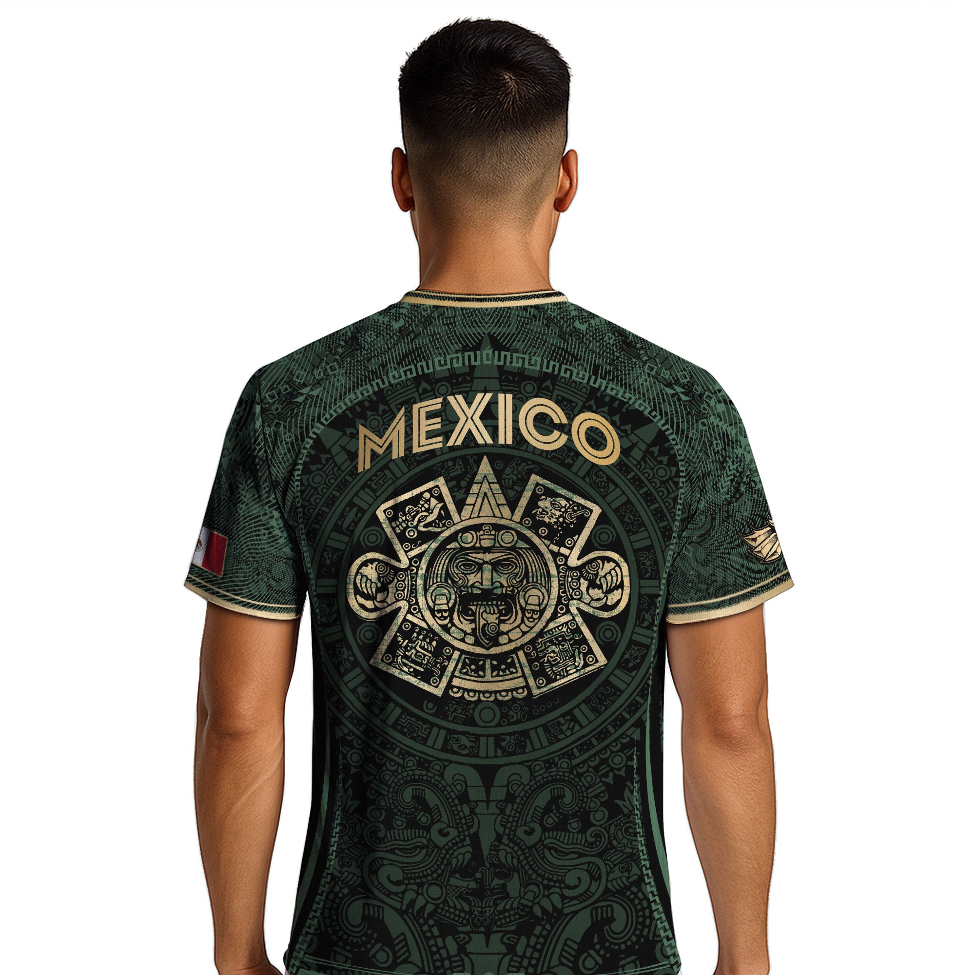 Mexico Soccer Jersey Green Aztec Calendar Heritage Design
