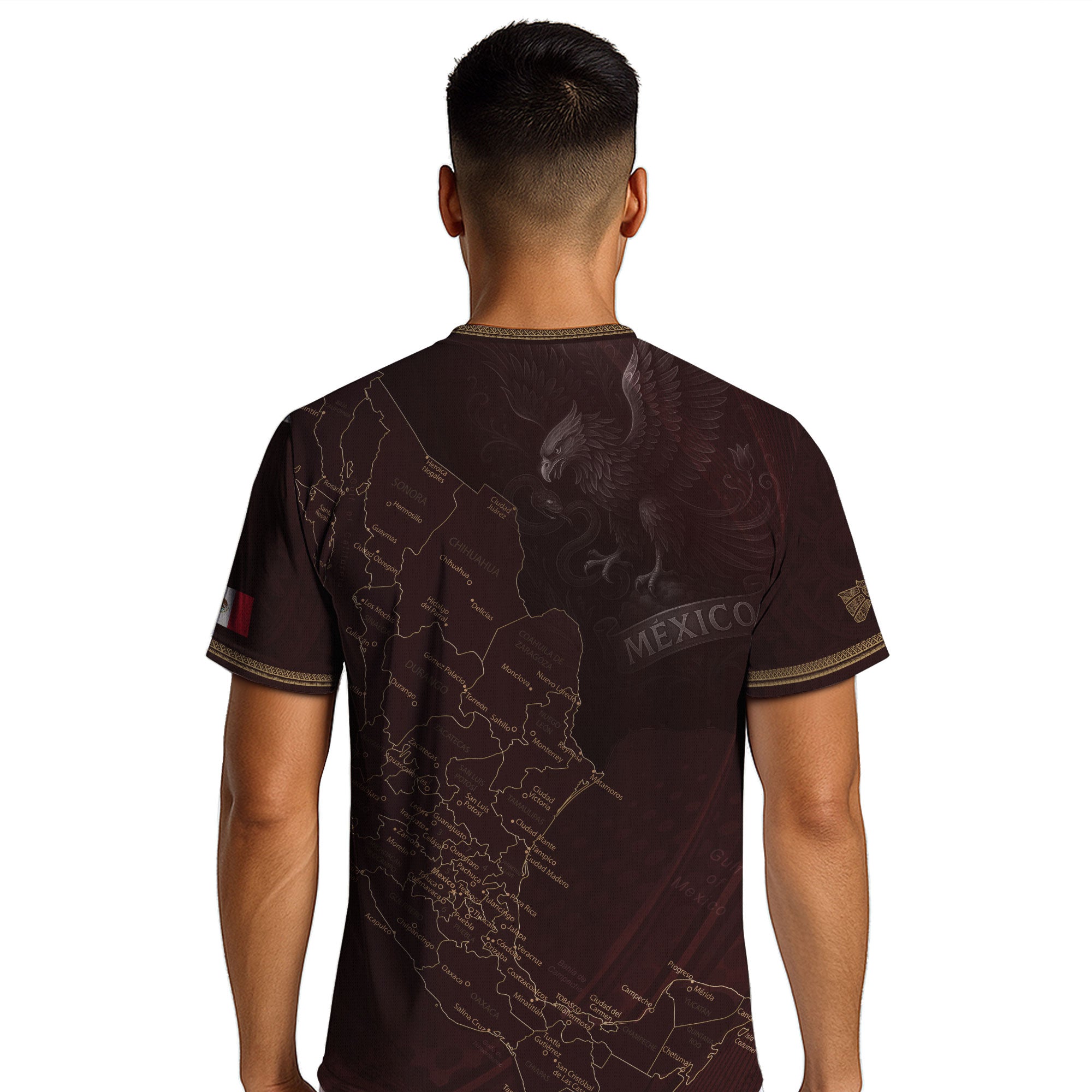 Mexico Burgundy Map Design Aztec Heritage Pride Soccer Jersey