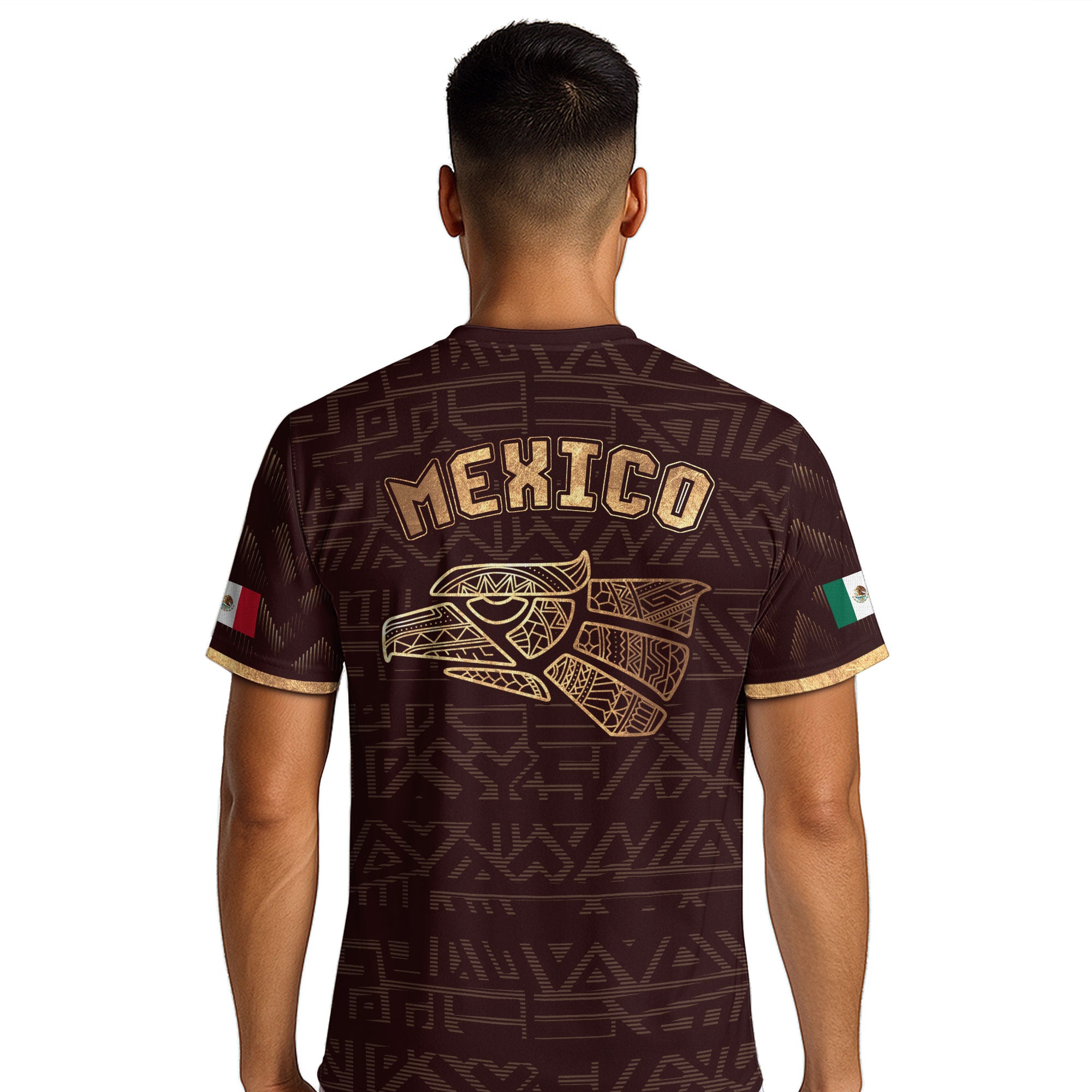 Mexico Burgundy Gold Aztec Eagle Serpent Soccer Jersey