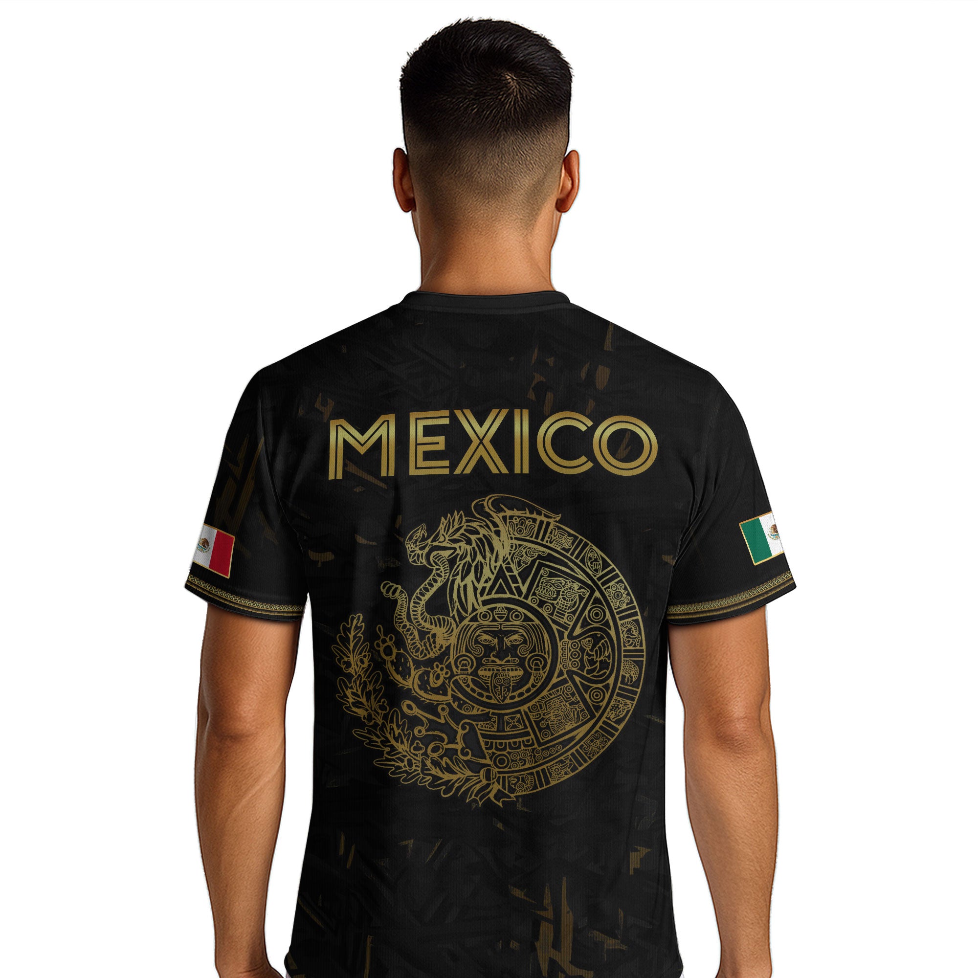 Mexico Soccer Jersey Black Gold Eagle Serpent Aztec Design