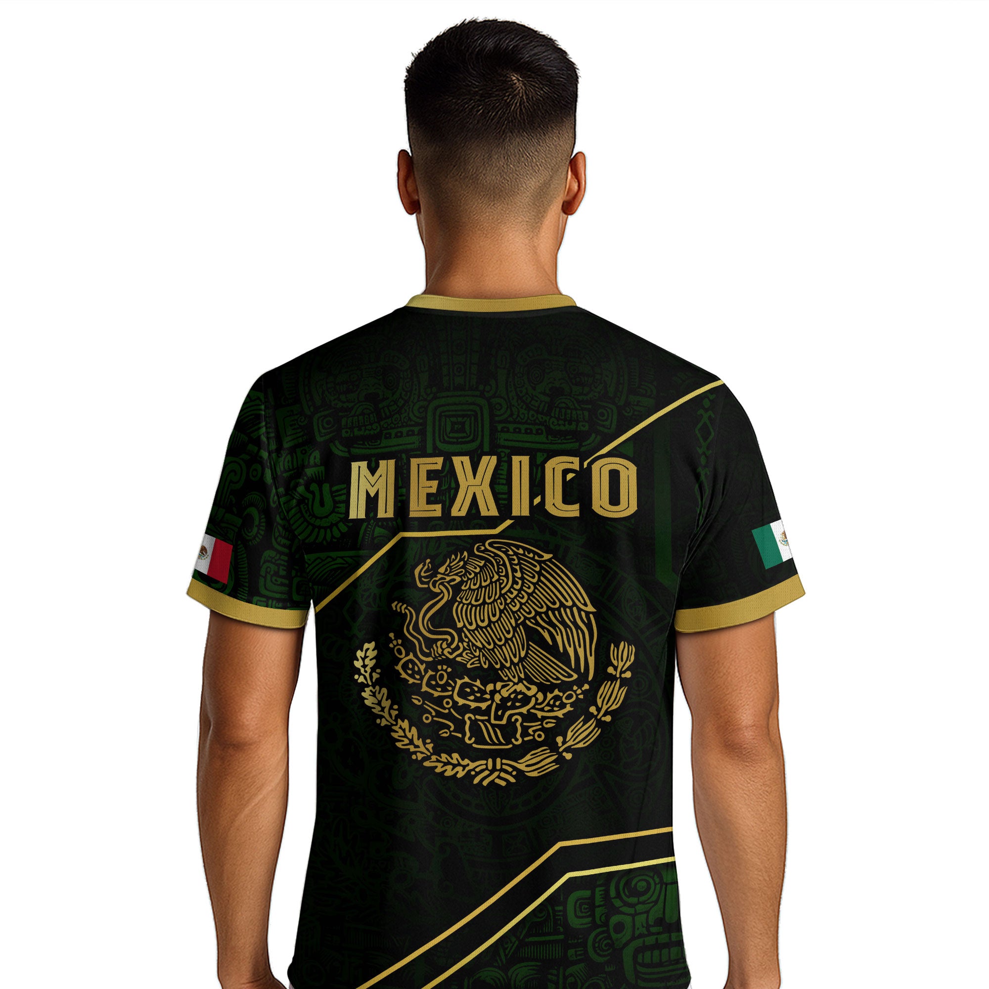 Mexico Soccer Jersey Black Green Gold Aztec Heritage Design