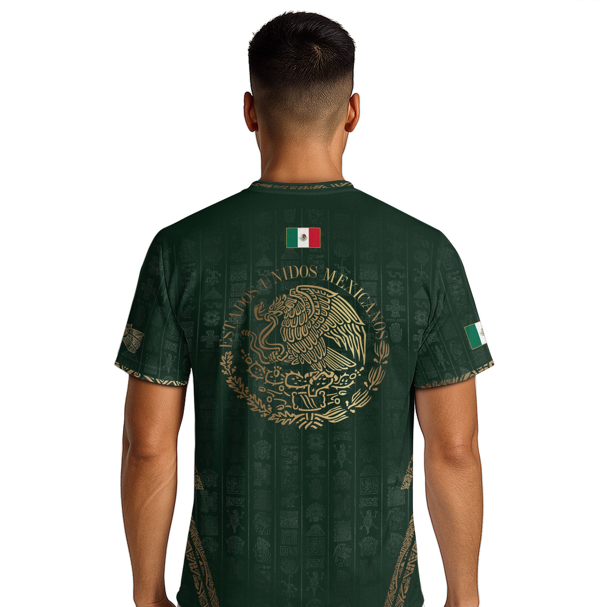 Mexico Green Aztec Pattern Eagle Emblem Heritage Soccer Jersey