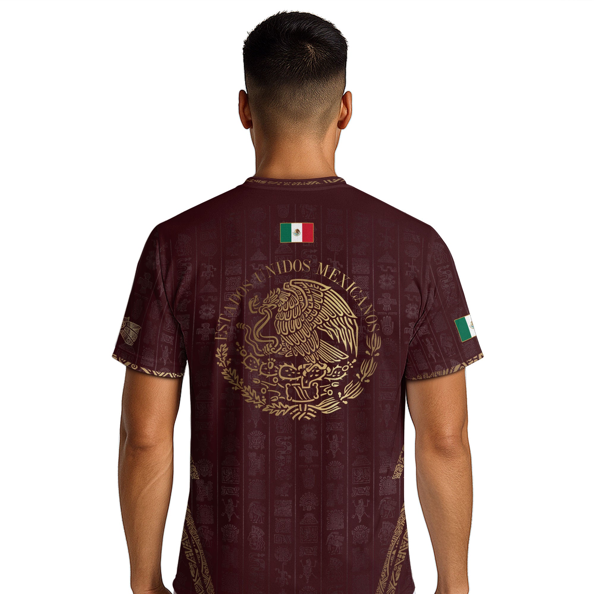 Mexico Burgundy Aztec Eagle Emblem Heritage Pride Soccer Jersey