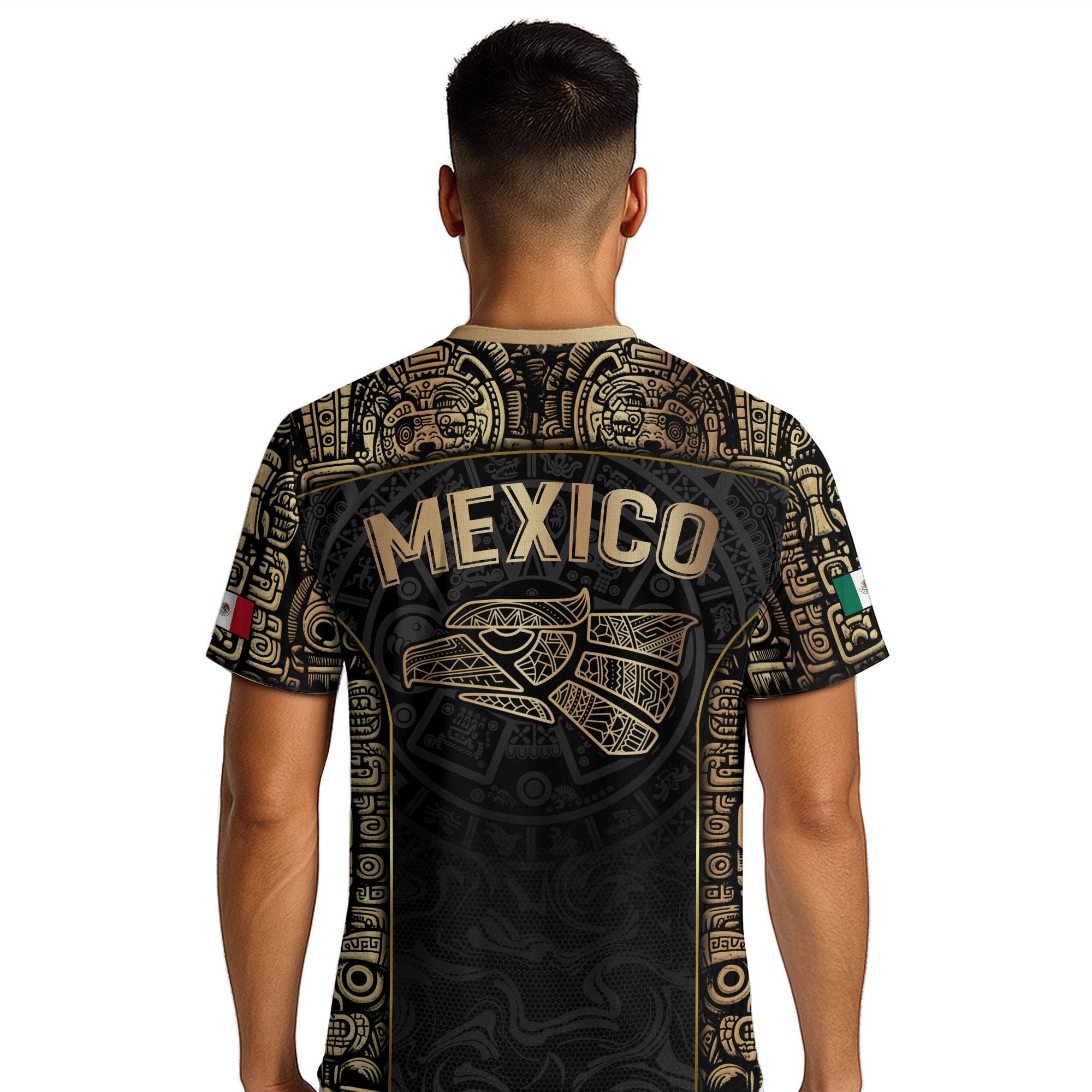 Mexico Aztec Black Gold Limited Edition Eagle Pattern Soccer Jersey