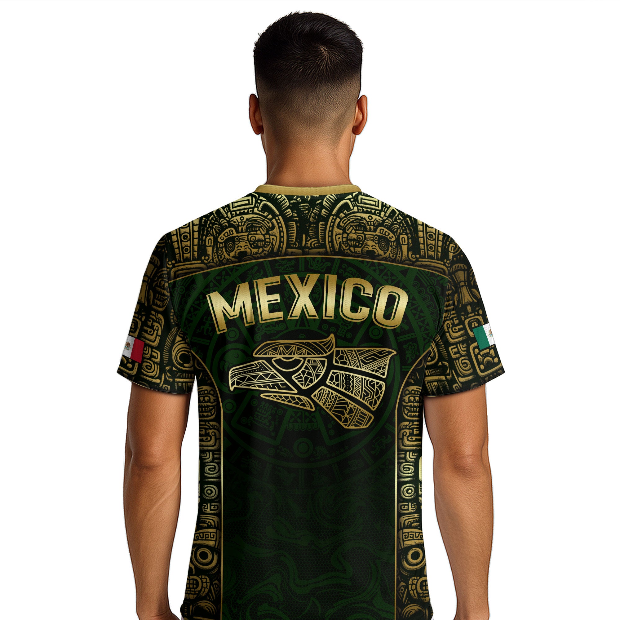 Mexico Aztec Green Gold Premium Eagle Emblem Football Soccer Jersey