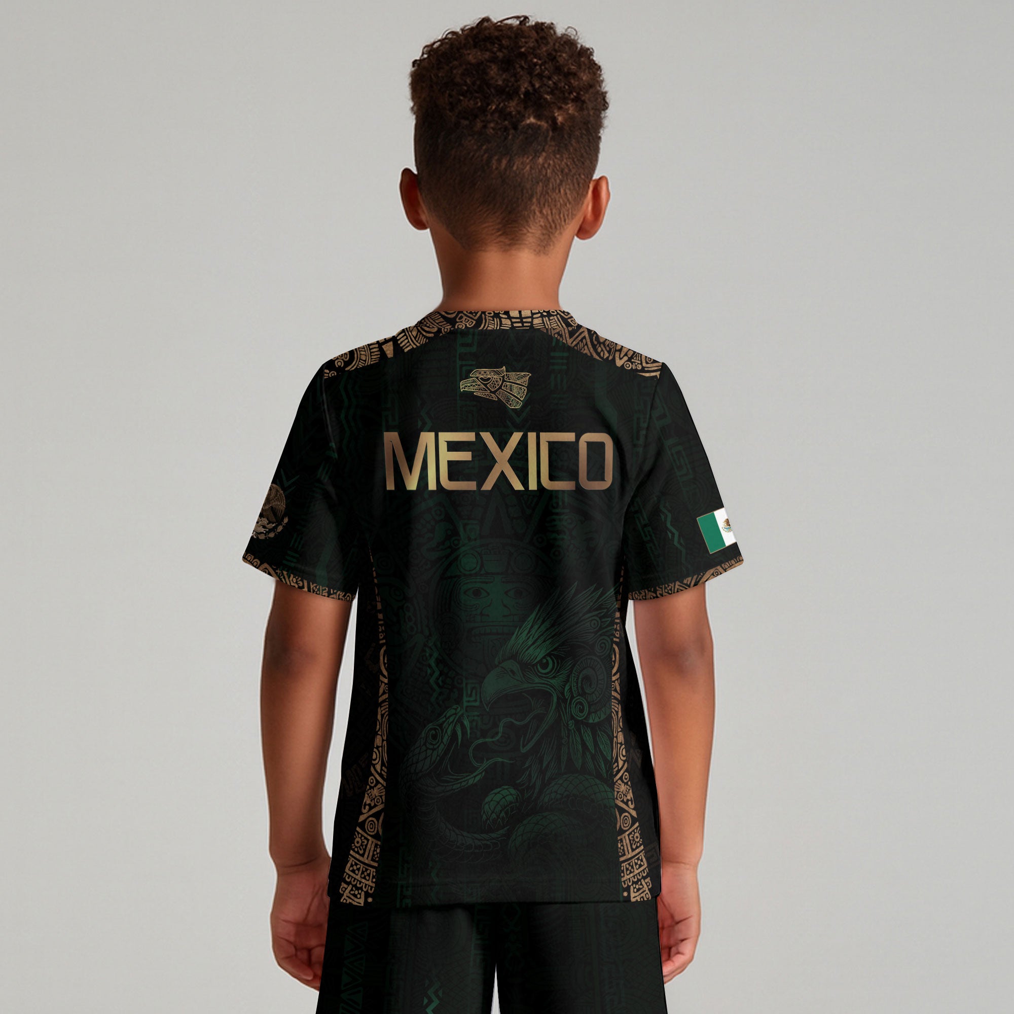 Mexico Emerald Dark Green Aztec Warrior Spirit Kids Soccer Jersey