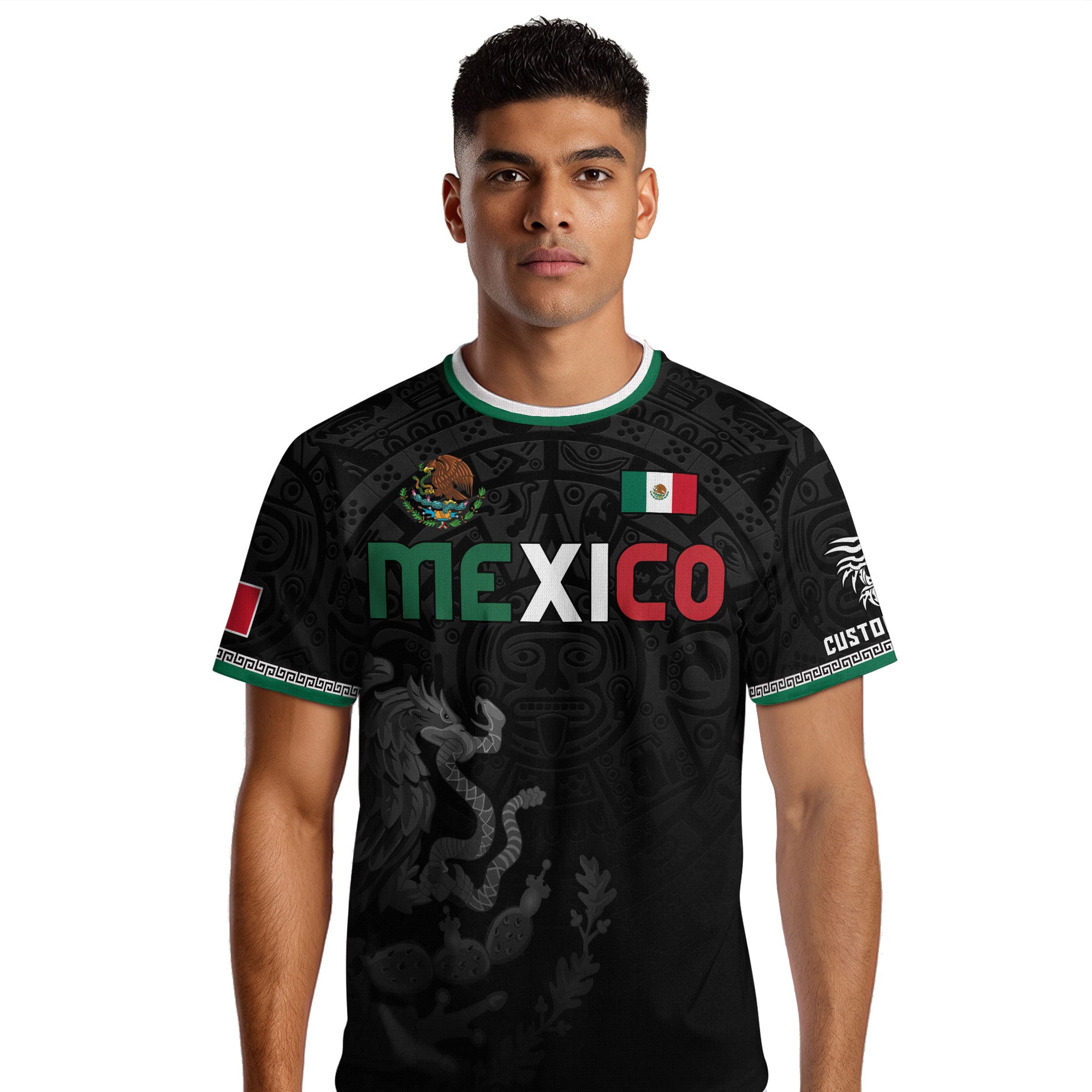 Custom Mexico Aztec Eagle Soccer Jersey Black Heritage Edition