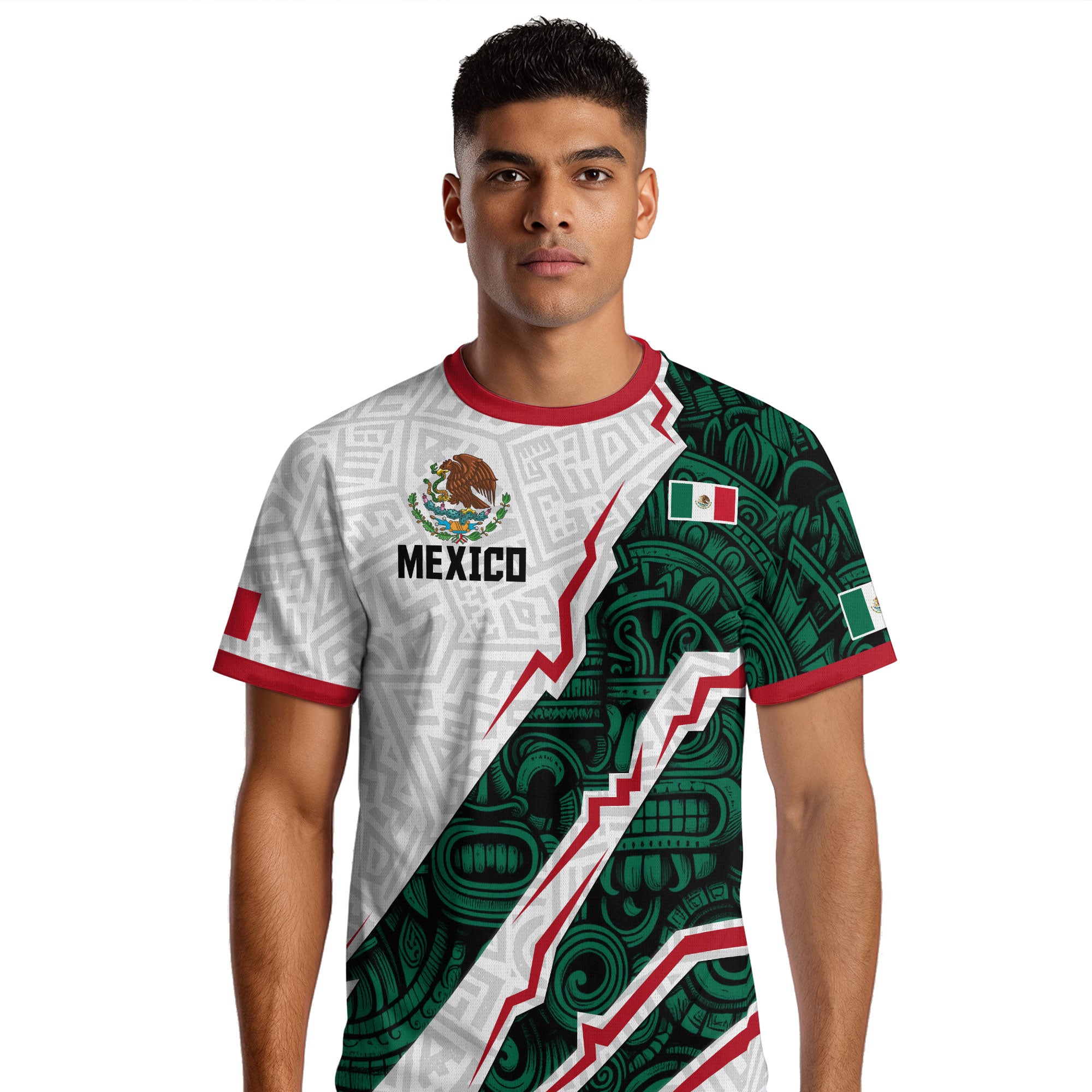 Mexico White Aztec Eagle Design Soccer Jersey