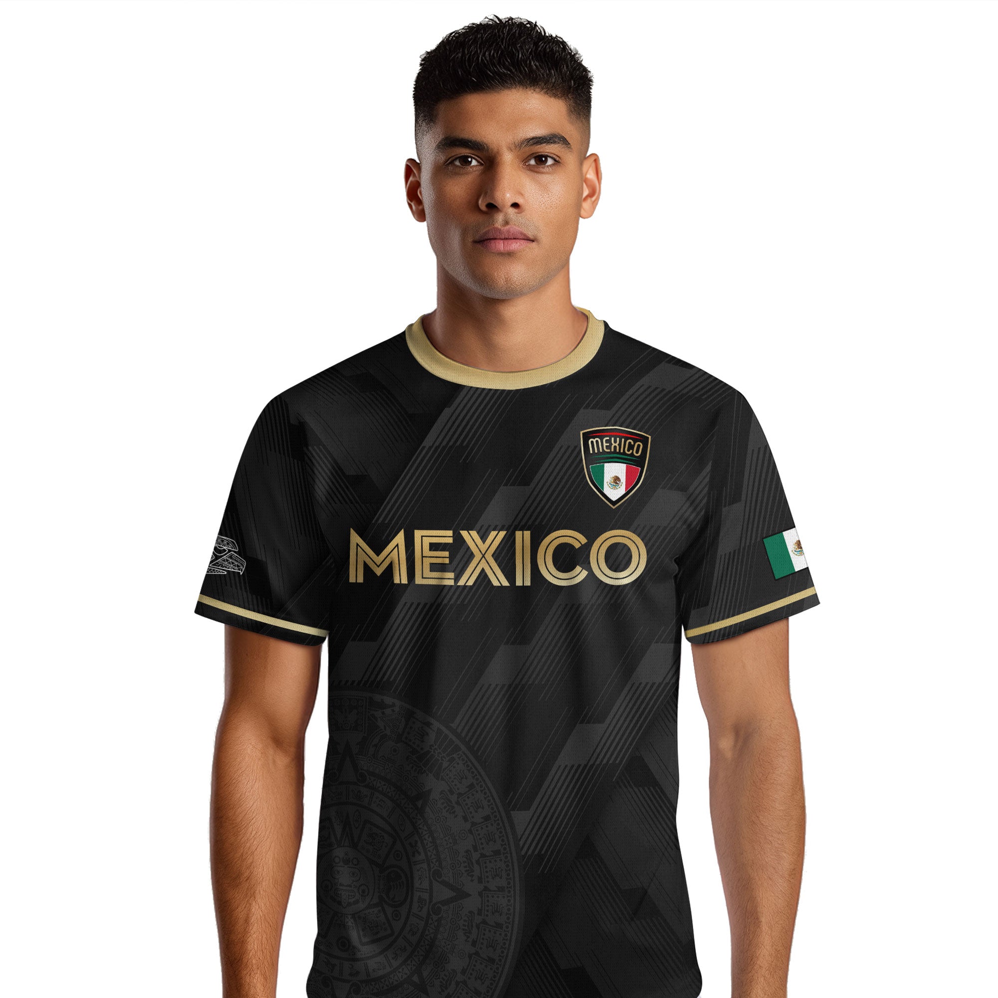 Mexico Soccer Jersey Black Style with Subtle Aztec Design