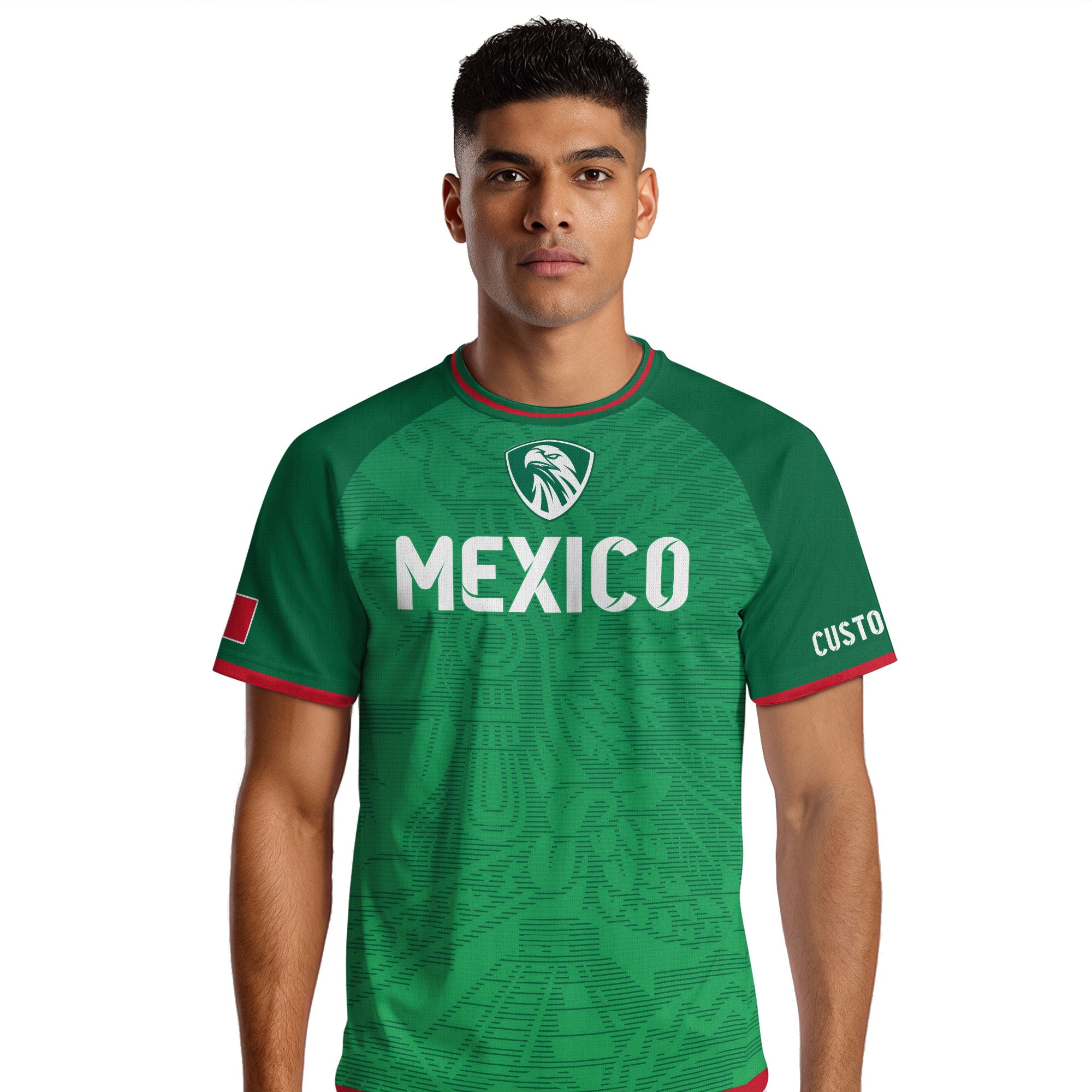 Custom Mexico Green Aztec Pattern Crest Design Soccer Jersey
