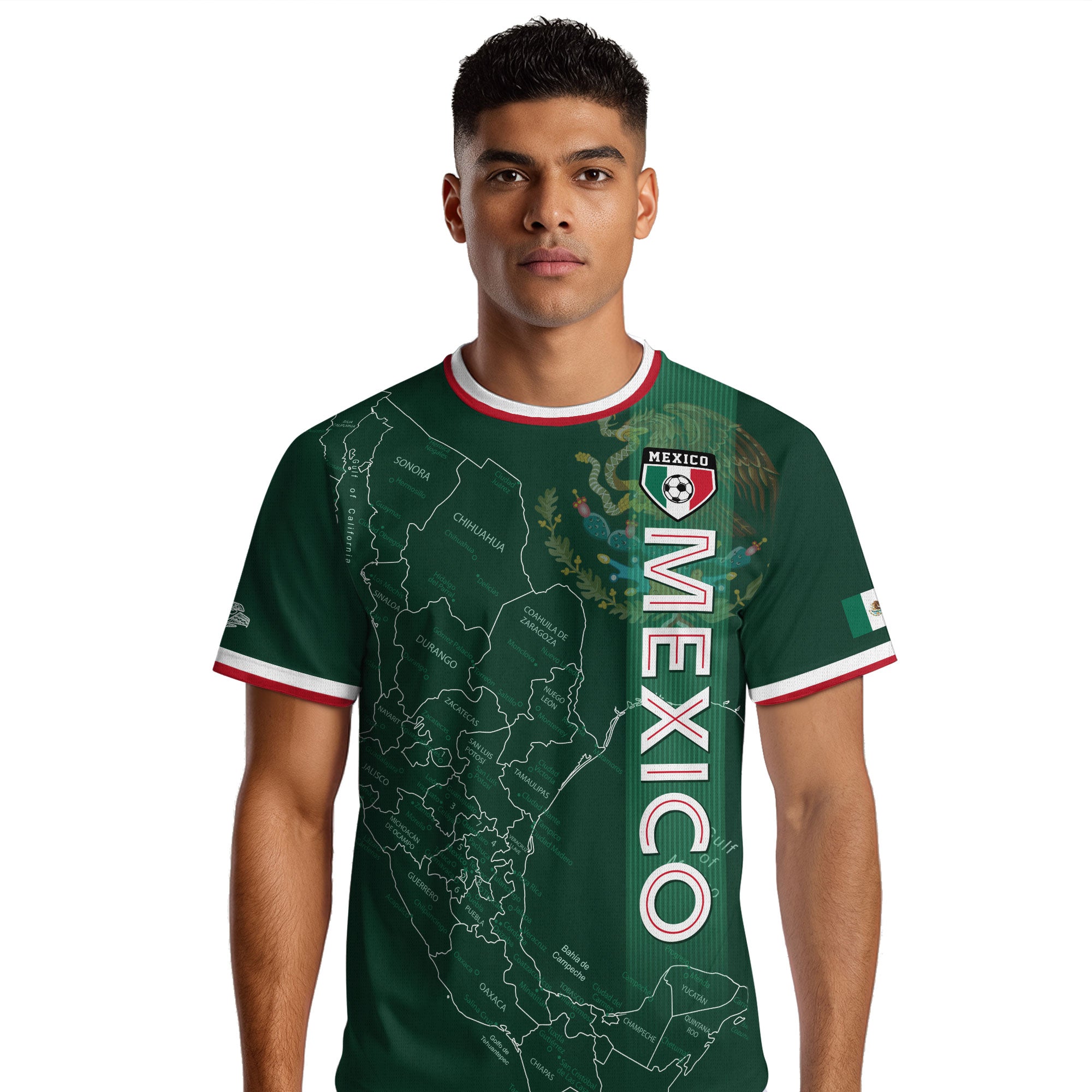 Mexico Green Heritage Map Soccer Jersey with Aztec Details