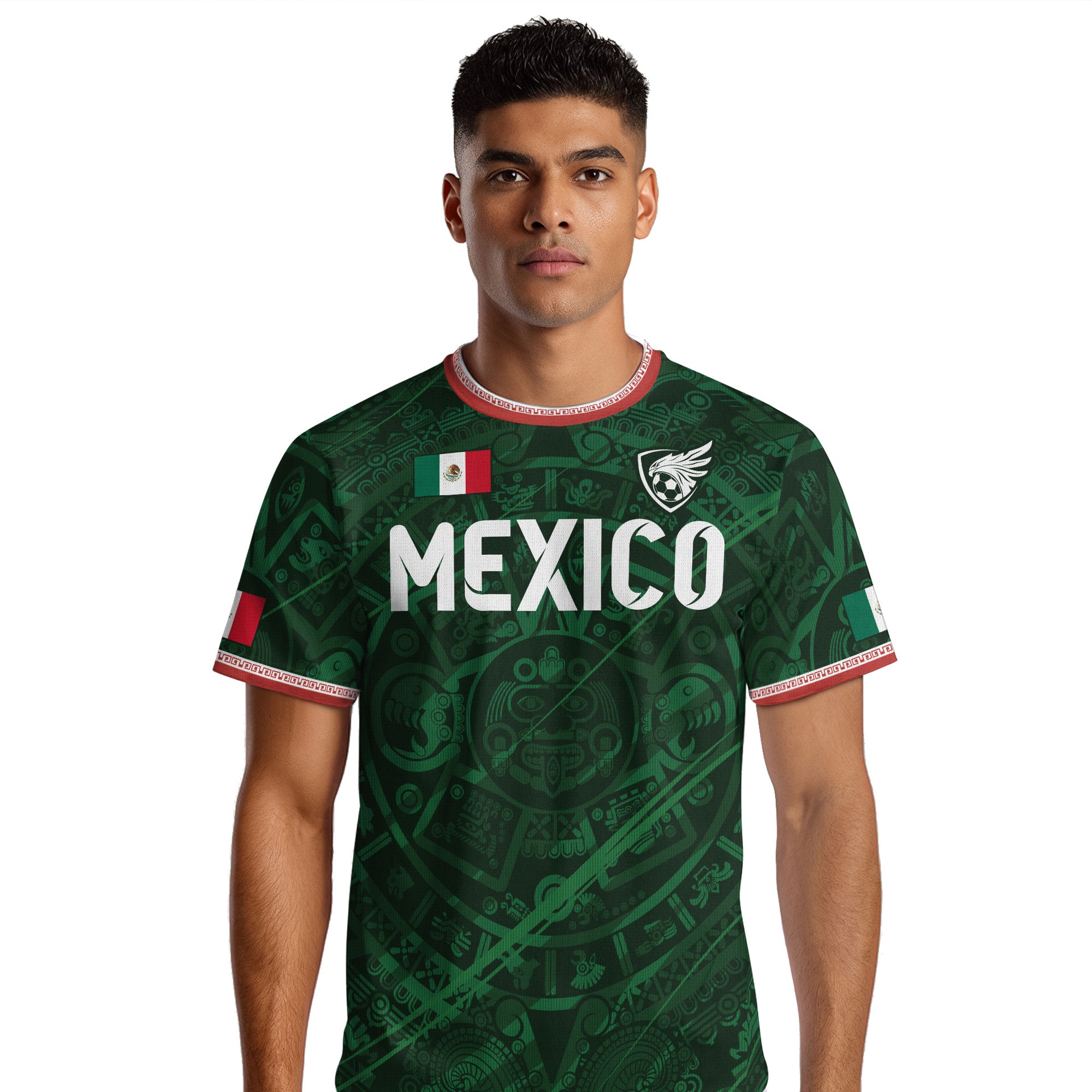 Mexico Green Aztec Calendar National Emblem Soccer Jersey