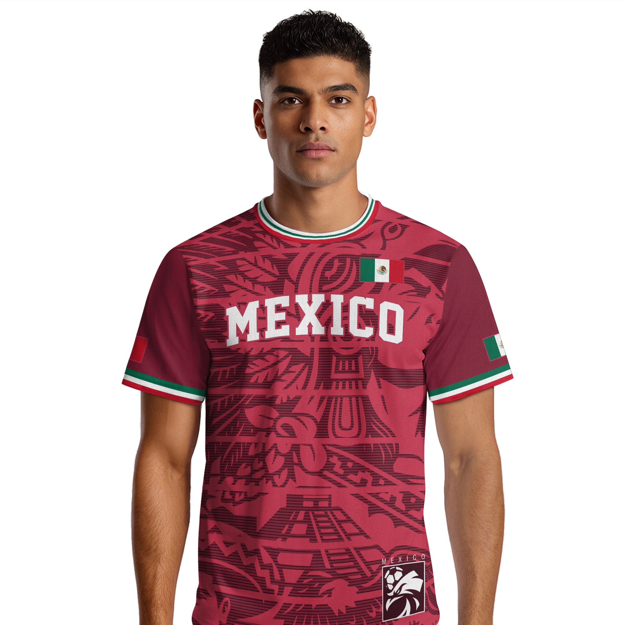 Mexico Red Aztec Heritage Eagle Soccer Jersey