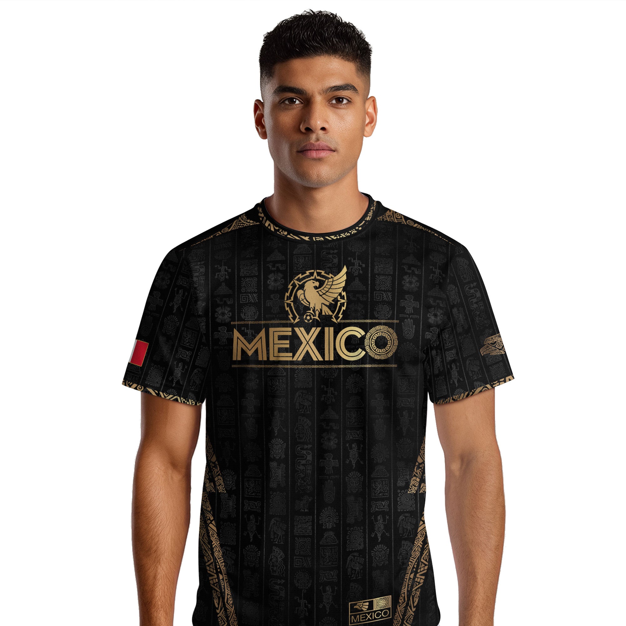 Mexico Black Gold Eagle Emblem Heritage Soccer Jersey