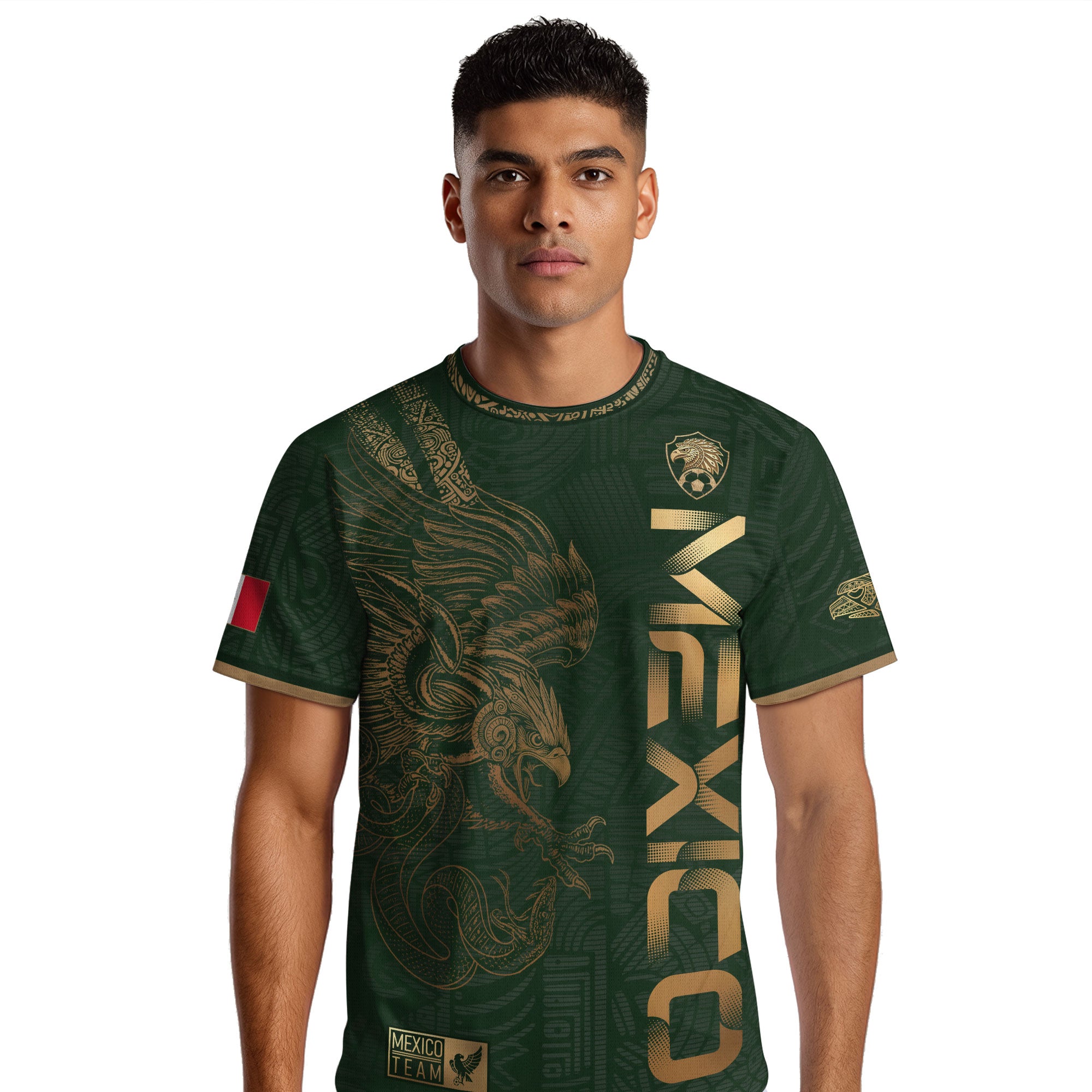 Mexico Green Gold Eagle Aztec Heritage Soccer Jersey