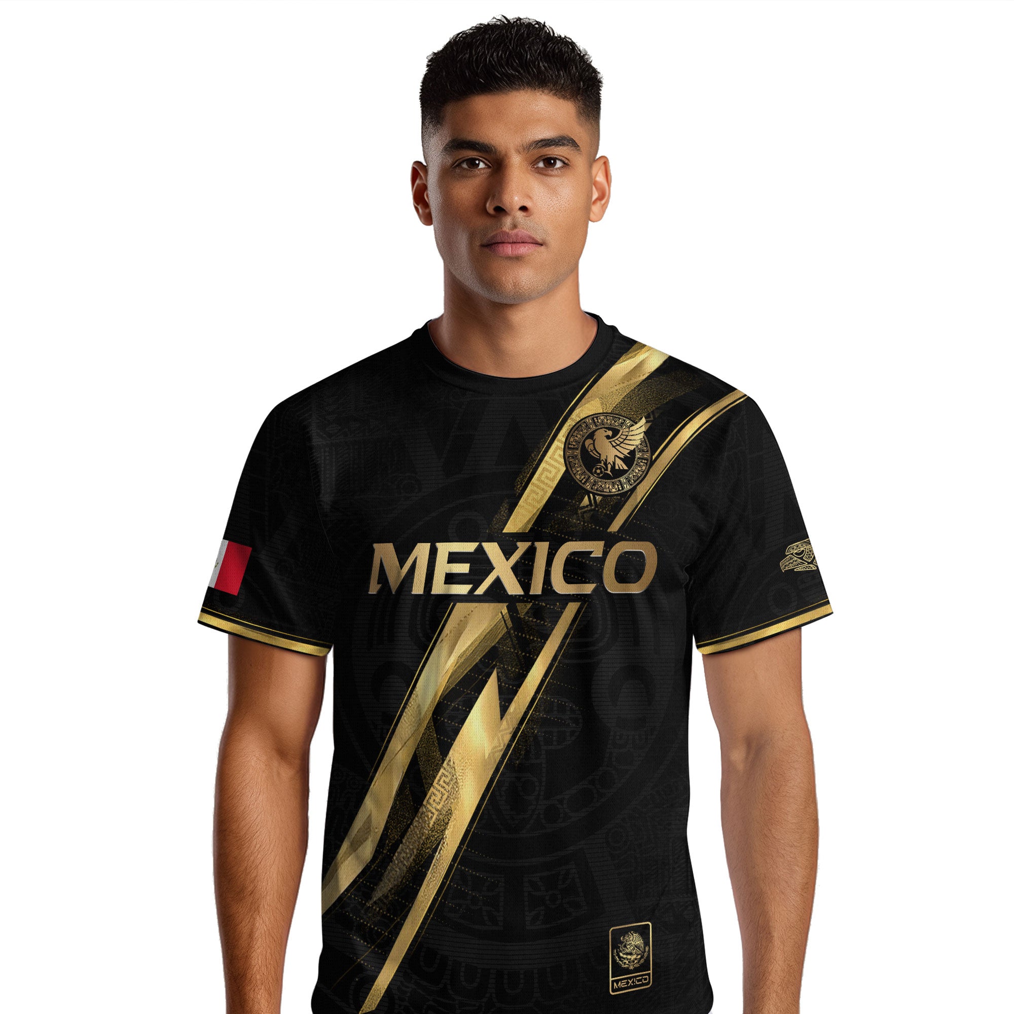Mexico Black Gold Lightning Map Heritage Soccer Jersey