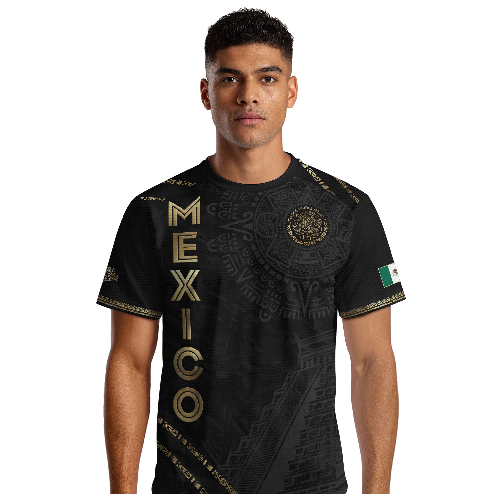 Mexico Black Gold Aztec Pyramid Heritage Soccer Jersey