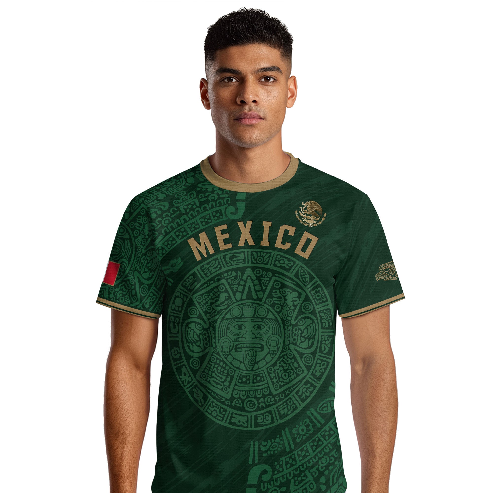 Mexico Green Gold Aztec Calendar Heritage National Pride Jersey