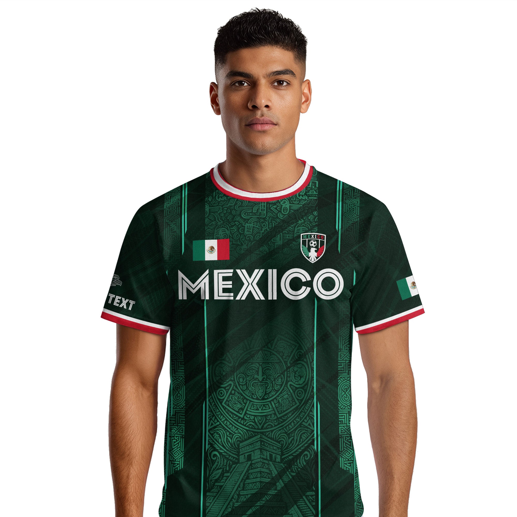 Custom Mexico Green Aztec Pyramid Soccer Jersey