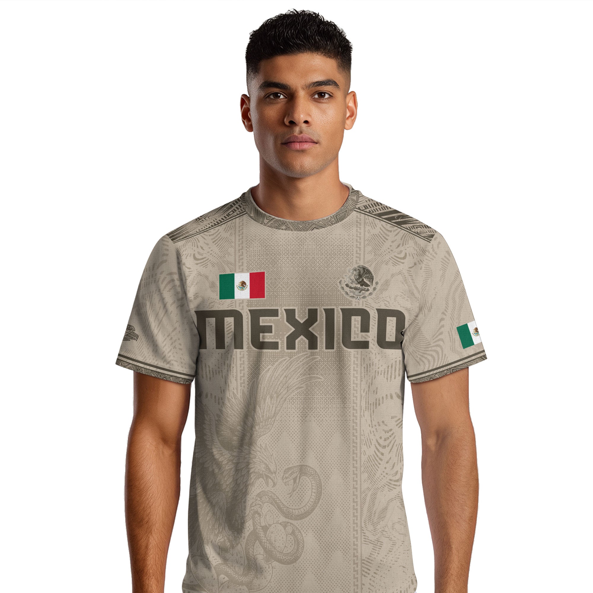 Mexico Soccer Jersey Beige Aztec Eagle Heritage Design