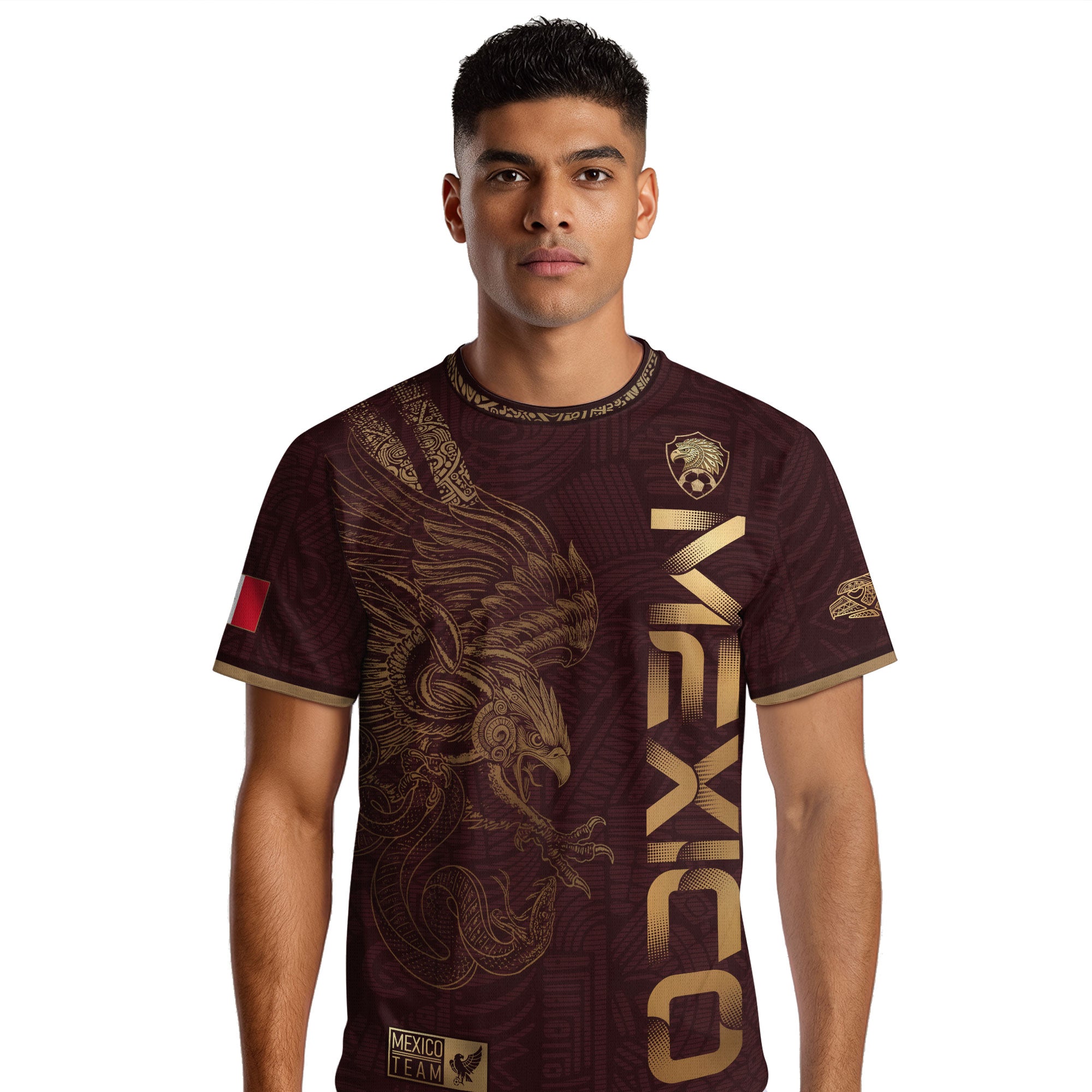 Mexico Burgundy Aztec Eagle Heritage Soccer Jersey