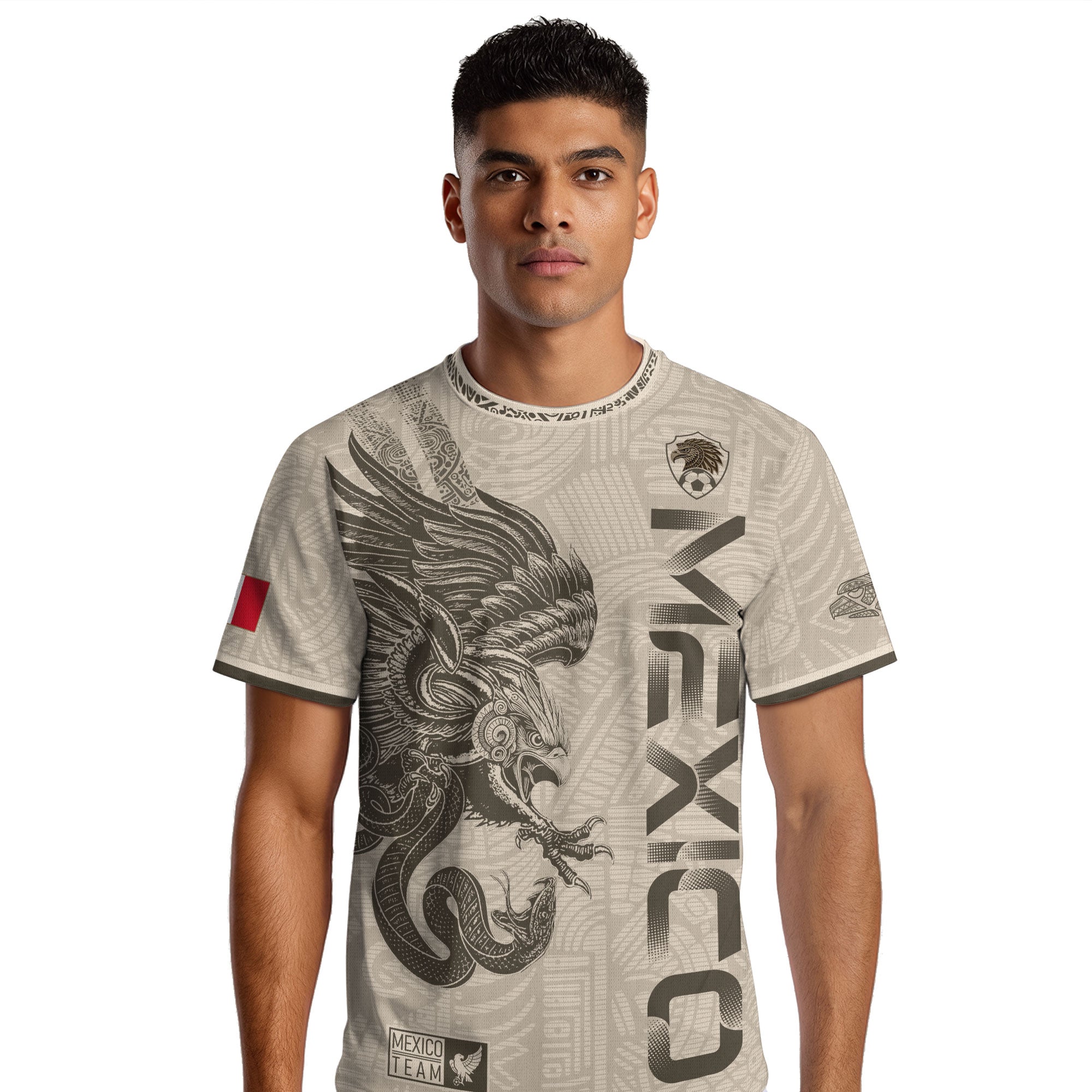 Mexico Beige Aztec Eagle Heritage Adult Soccer Jersey