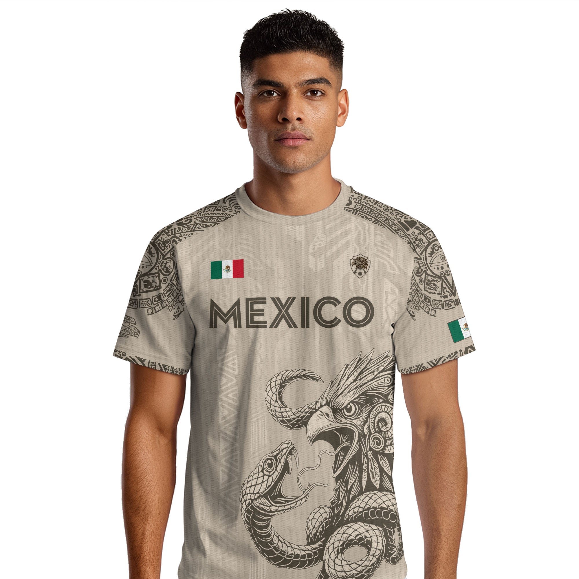 Mexico Beige Aztec Eagle Heritage Soccer Jersey