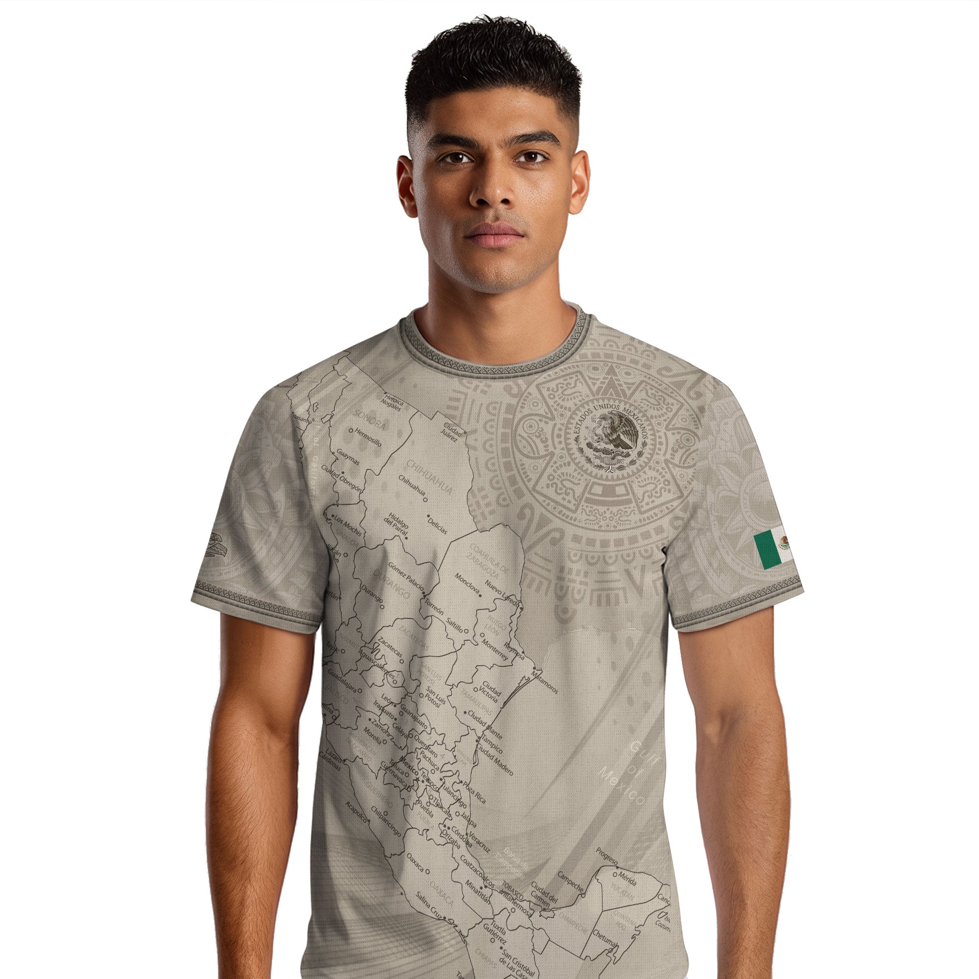 Mexico Beige Map Design Aztec Heritage Pride Soccer Jersey