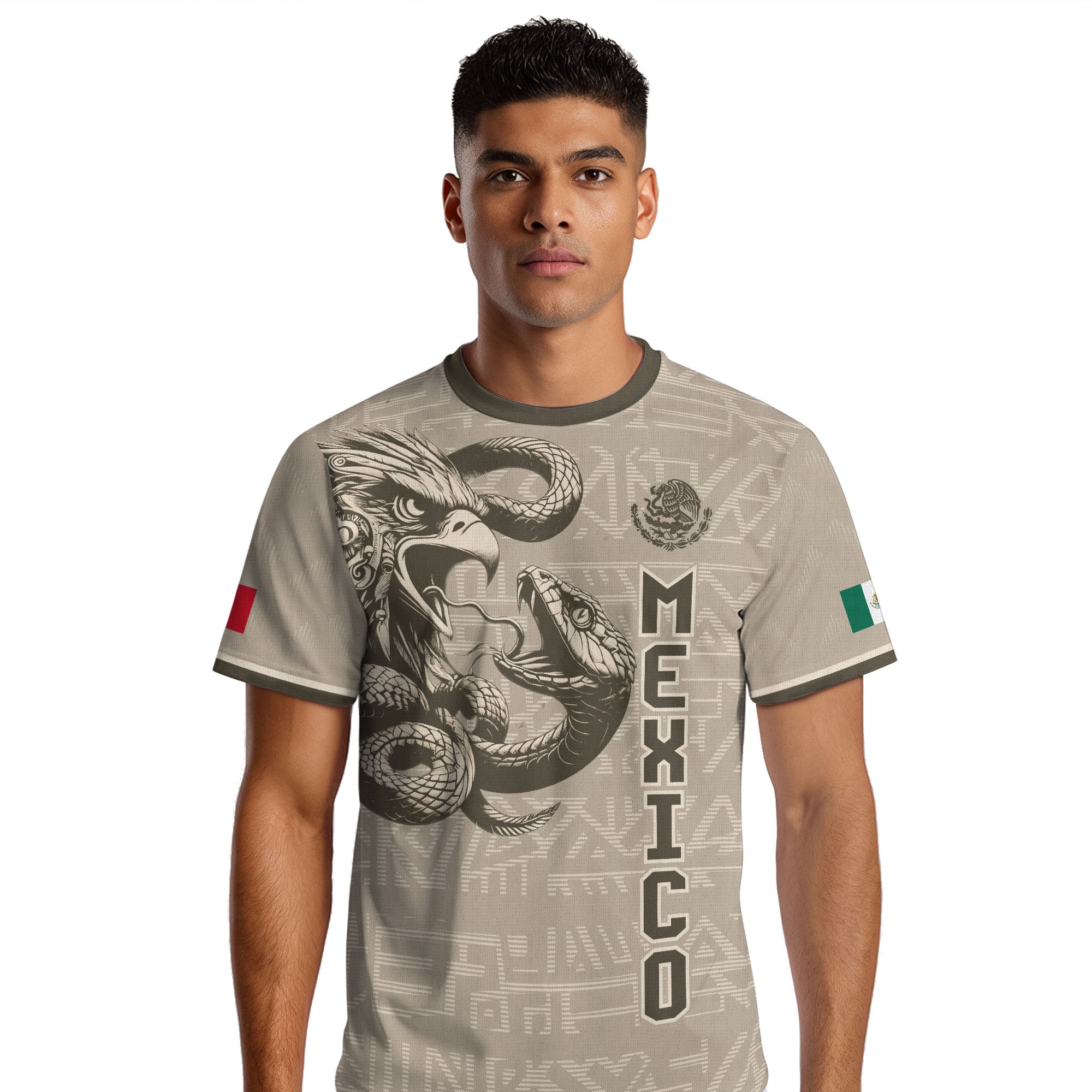 Mexico Beige Aztec Eagle Coat of Arms Soccer Jersey