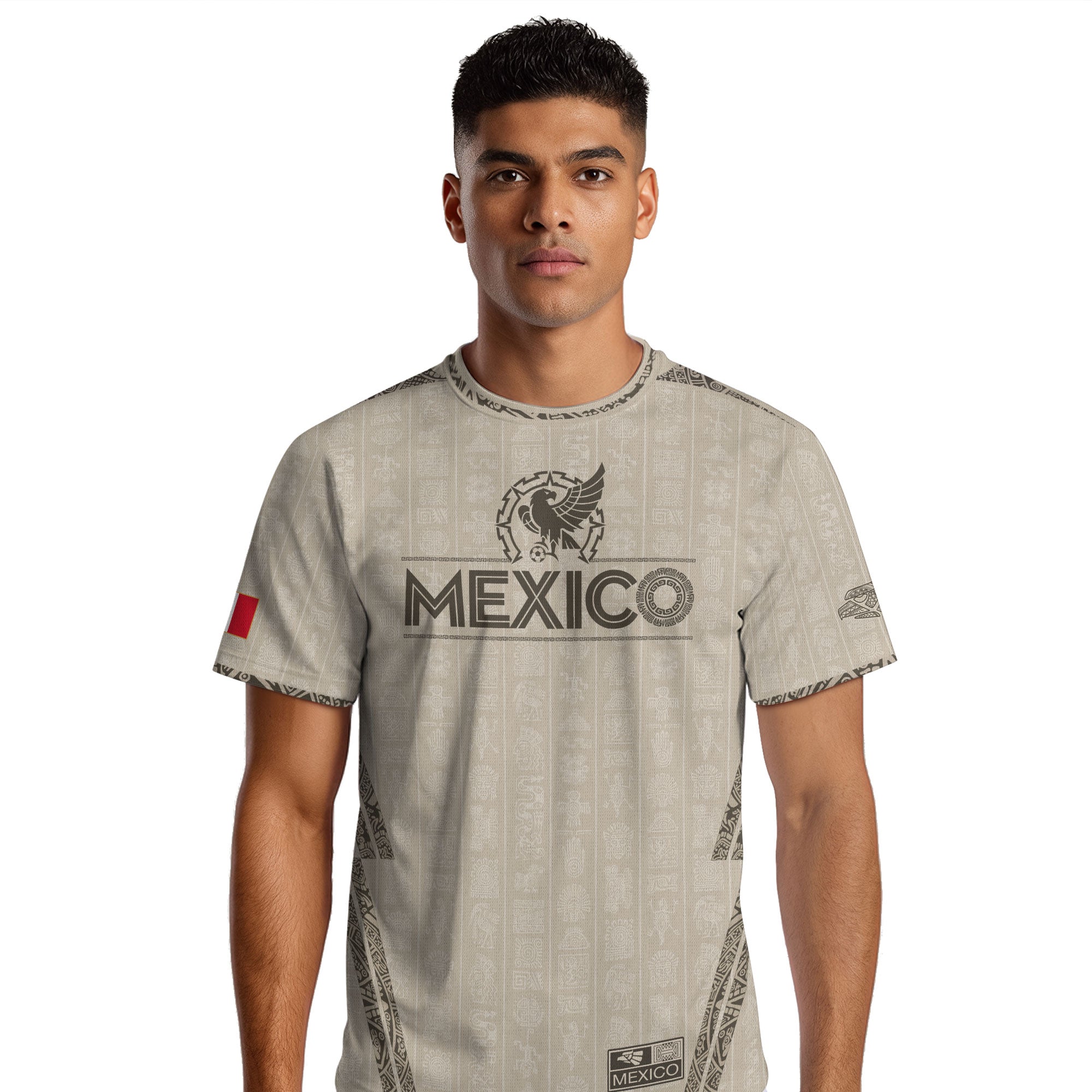 Mexico Beige Aztec Pattern Eagle Heritage Pride Soccer Jersey