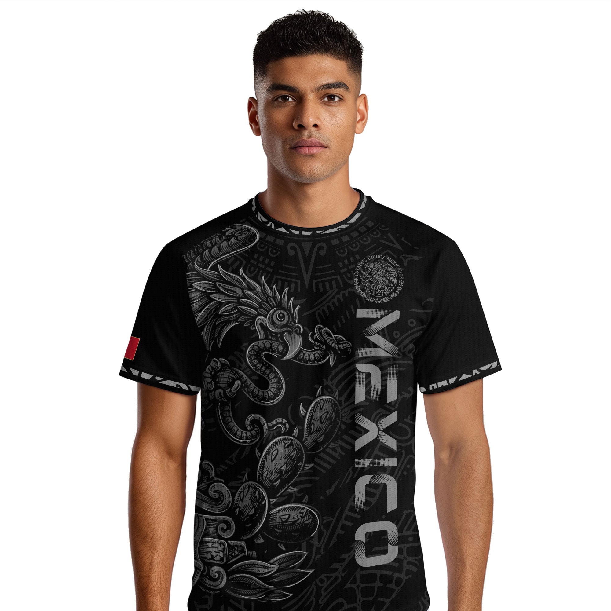Mexico Black Grey Feathered Serpent Heritage Mens Football Soccer Jersey