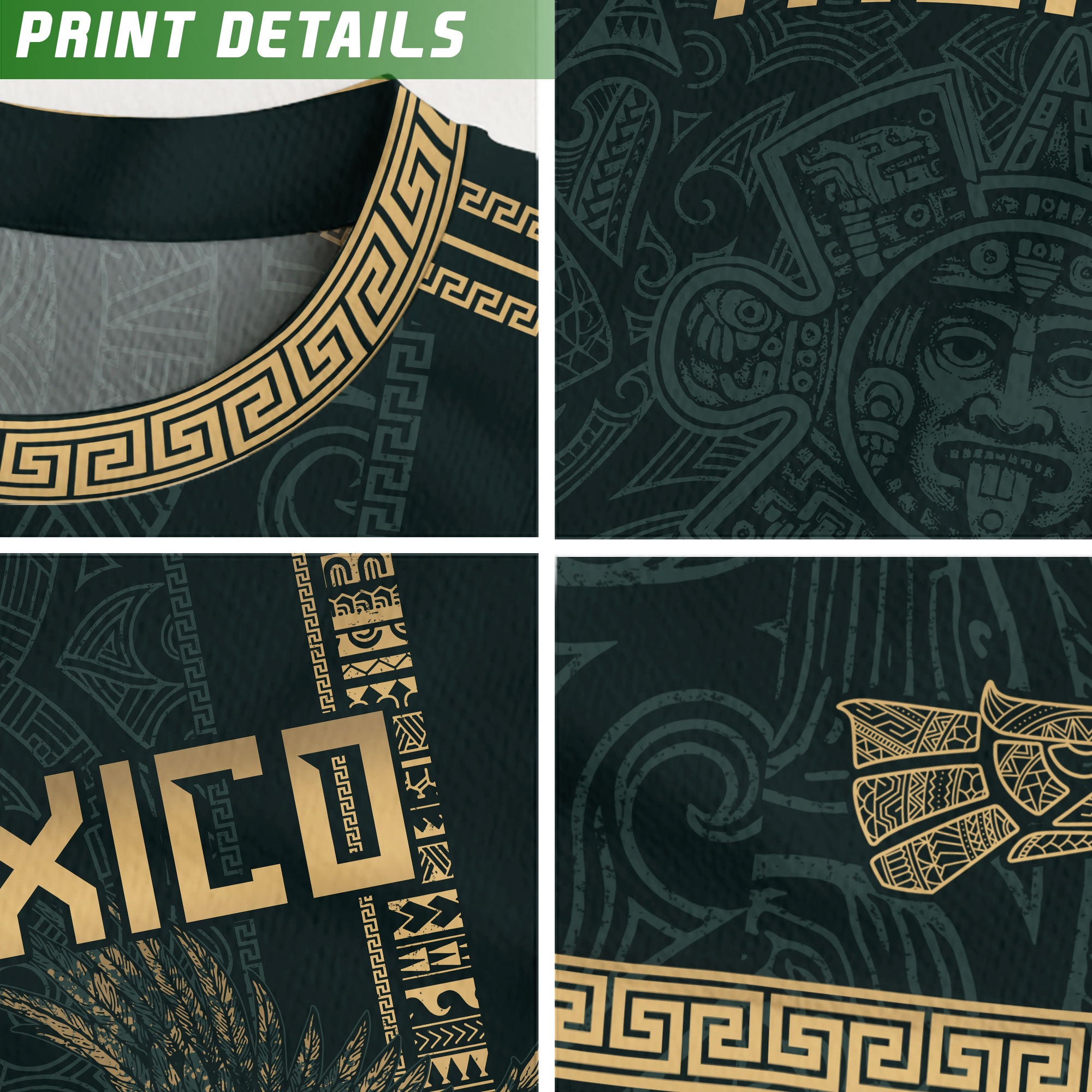 Mexico Soccer Jersey Dark Green Aztec Eagle and Warrior Claw Design