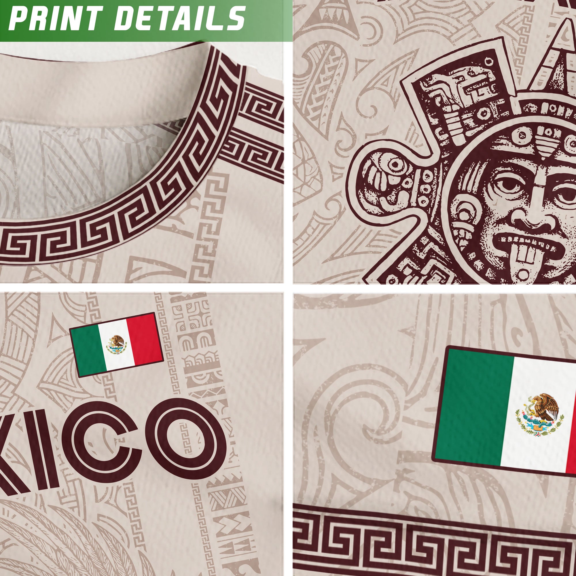 Camiseta de fútbol de México con diseño de águila de piedra solar azteca