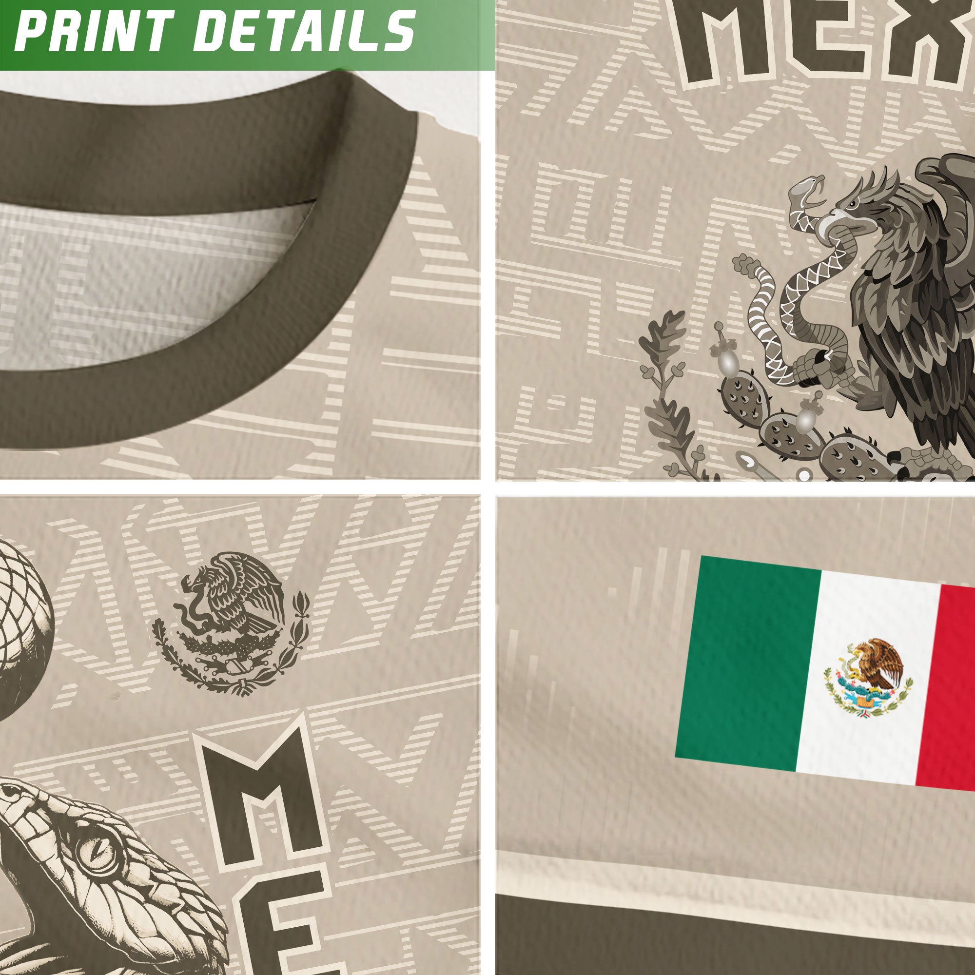 Mexico Beige Aztec Eagle Coat of Arms Soccer Jersey